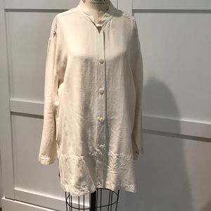 Washed silk shantung tunic blouse